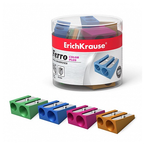 12214-SACAPUNTAS DE ALUMINIO DOBLE FERRO COLOR PLUS, COLOR: SURTIDO ERICH KRAUSE 38015