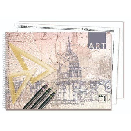 1223-CUADERNO BLOCKS  DIBUJO ART 140 GRS. FOLIO PROLONGADO 20 HOJAS 2 TALADROS LISO CON RECUADRO PACSA 18848