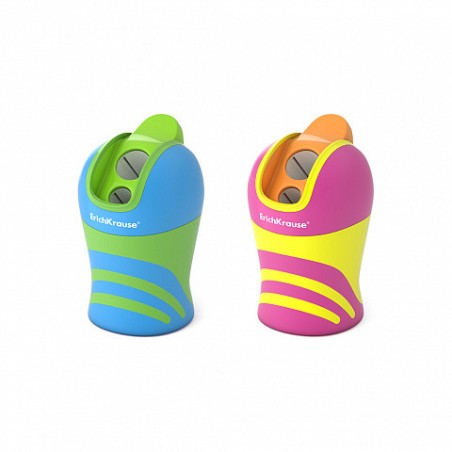 12261-SACAPUNTAS DE PLASTICO DOBLE CYBER SPORT CON DEPOSITO, SISTEMA TOTAL CLEAN, COLOR: SURTIDO ERICH KRAUSE 50473