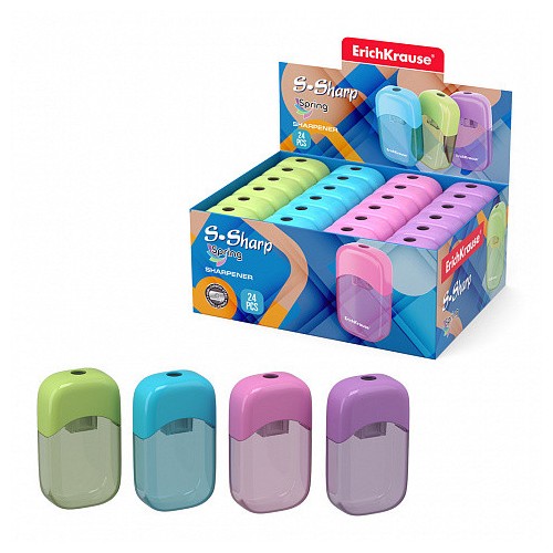 12281-SACAPUNTAS DE PLASTICO S-SHARP CON DEPOSITO, COLOR: SURTIDO ERICH KRAUSE 56035