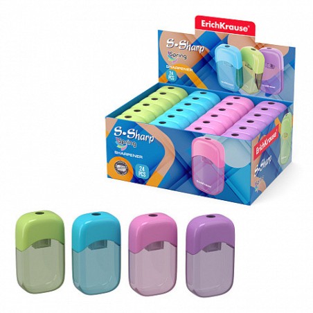 12281-SACAPUNTAS DE PLASTICO S-SHARP CON DEPOSITO, COLOR: SURTIDO ERICH KRAUSE 56035