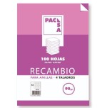 1235-RECAMBIO 90 GRS . 4 TALADROS FOLIO (215X310MM.) 100 HOJAS CUADRICULA 4X4 CON MARGEN PACSA 21261