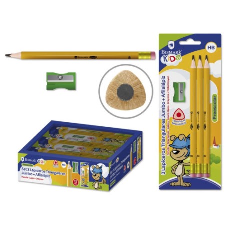 12423-LAPICERO HB TRIANGULAR C/GOMA JUMBO KIDS - 3 UDS BISMARK 328567