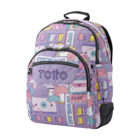 12465-MOCHILA ESCOLAR MORADO CIBER - CRAYOLES TOTTO MA04ECO029-2210N-2QI