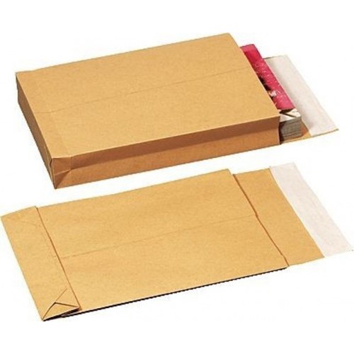 1265-CAJA 250 BOLSAS DIN B4 FOLIO (250X353) BOLSA FUELLE 250X353X30  KRAFT 120 GRS.  FUELLE 3 LADOS - AUTOSAM TIRA DE SI