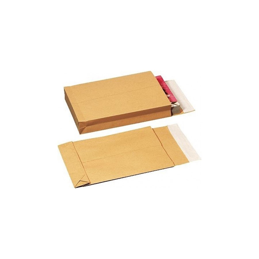 1265-CAJA 250 BOLSAS DIN B4 FOLIO (250X353) BOLSA FUELLE 250X353X30  KRAFT 120 GRS.  FUELLE 3 LADOS - AUTOSAM TIRA DE SI
