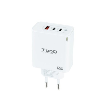 12712-TooQ Cargador de Pared GaN 2USB-C/PD + USB-A/QC 65W, Blanco