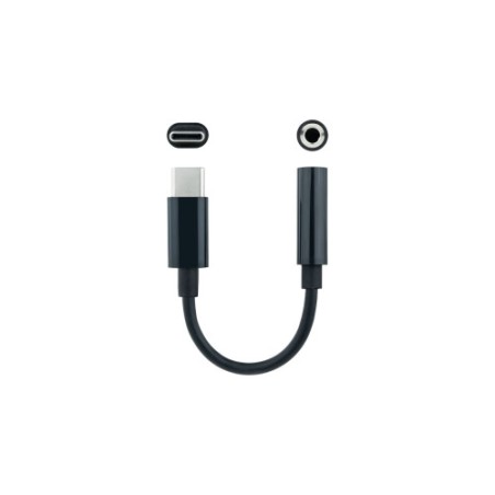 Nanocable Cable Adaptador Audio USB-C/M a Jack 3.5/H, 11 cm, Negro