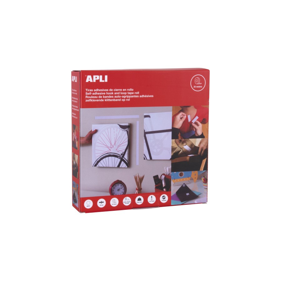 12817-DISPENSADOR 25M CINTA ADHESIVA TIPO VELCRO COLOR BLANCO 20 MM APLI 14903