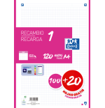 13026-RECAMBIO COLOR 1 A4  100+20 HOJAS 5X5 FUCSIA 90GRS OXFORD 400174181