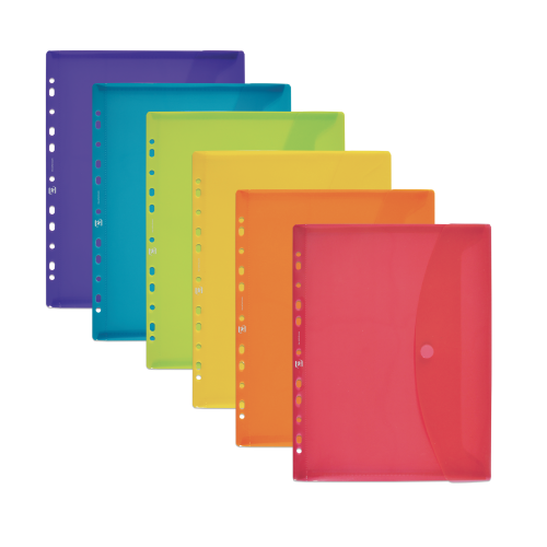 13027-SOBRE POLIPROPILENO A4 MULTITALADRO CIERRE VELCRO 6 COLORES SURTIDOS OXFORD 400113412