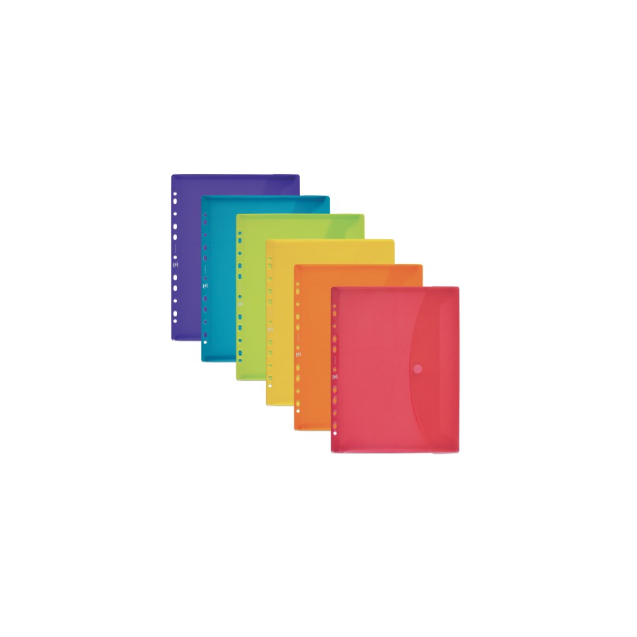 13027-SOBRE POLIPROPILENO A4 MULTITALADRO CIERRE VELCRO 6 COLORES SURTIDOS OXFORD 400113412