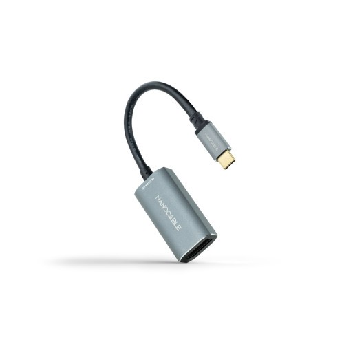 13036-Nanocable Conversor USB-C a DisplayPort 8K Aluminio, 15 cm, Gris