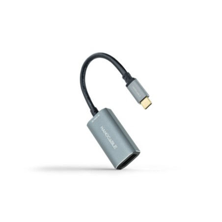 13036-Nanocable Conversor USB-C a DisplayPort 8K Aluminio, 15 cm, Gris