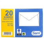 1310-PAQUETES DE 20 SOBRES TARJETA DE VISITA, OFFSET BLANCO 70X105, 90 GRS. ENGOMADO SAM 665135