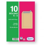 1311-PAQUETES DE 10 BOLSAS KRAFT, CON TIRA DE SILICONA TAMANO 162X229 80 GRS. SAM 665098