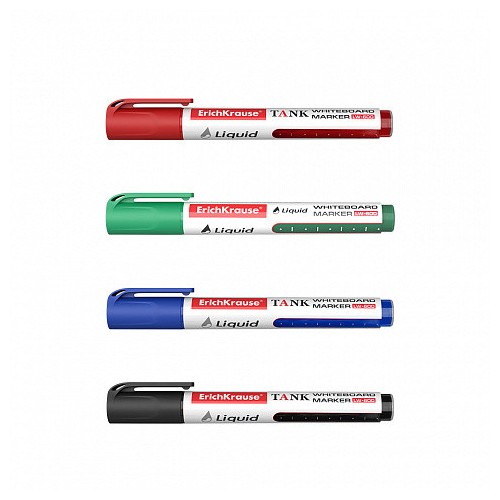 13120-SET 4 MARCADORES PIZARRA BLANCA CON TINTA LIQUIDA LW-600 NEGRO, AZUL, ROJO, VERDE ERICH KRAUSE 58362