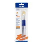 13158-BLISTER 3 PINCELES PLANOS (PELO CERDA CHUNGKING) MANGO DE PLASTICO ERGO SERIE 526 No 8, 10 Y 12 MILAN BWM10464