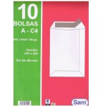 1318-PAQUETES DE 10 BOLSAS BLANCAS, CON TIRA DE SILICONA TAMANO 229X324 100 GRS. SAM 665105