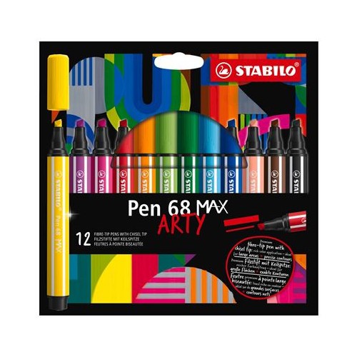 ESTUCHE ARTY CON 12 COLORES-ROTULADOR PREMIUM CON PUNTA BISELADA PEN 68 MAX STABILO 768/12-21