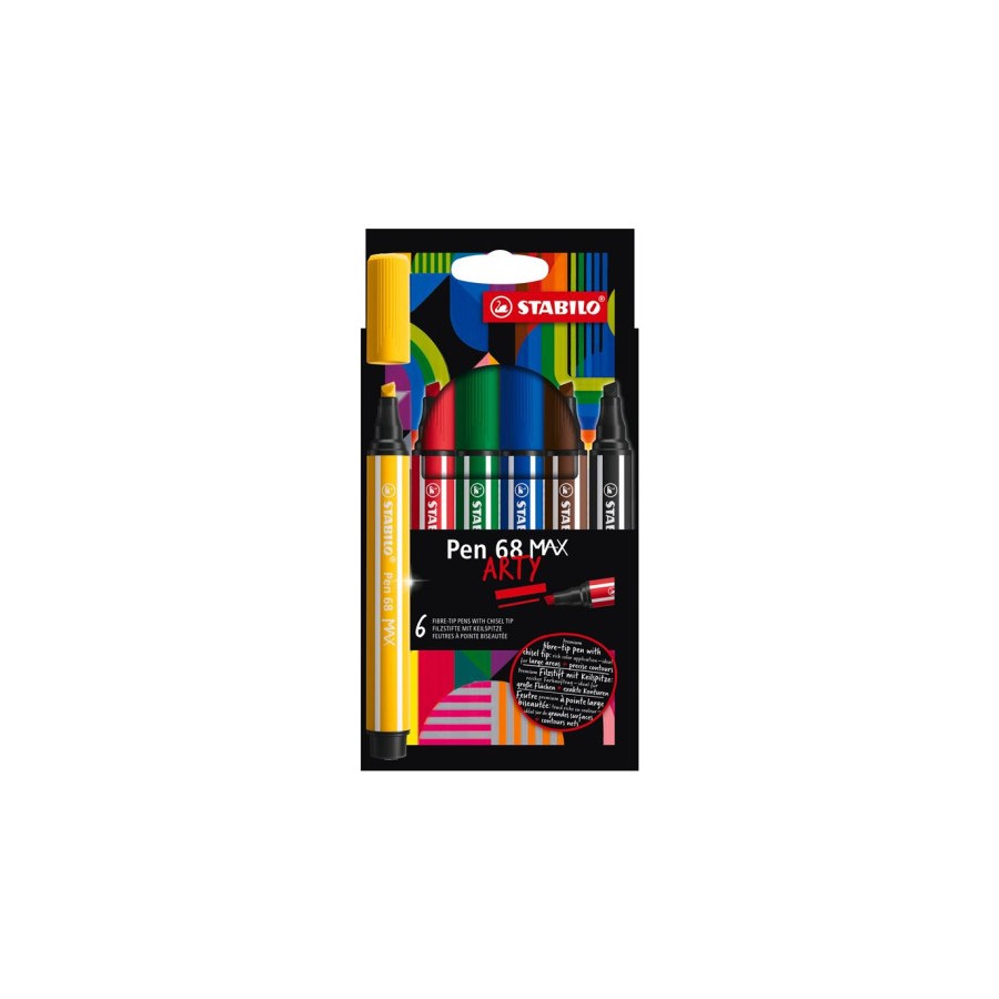 ESTUCHE ARTY CON 6 COLORES-ROTULADOR PREMIUM CON PUNTA BISELADA PEN 68 MAX STABILO 768/06-21