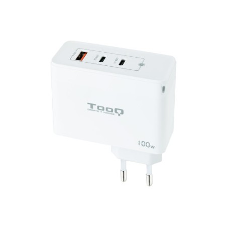 13420-TooQ Cargador de Pared GaN 2xUSB-C/PD + USB-A/QC 100W, Blanco