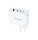 13420-TooQ Cargador de Pared GaN 2xUSB-C/PD + USB-A/QC 100W, Blanco