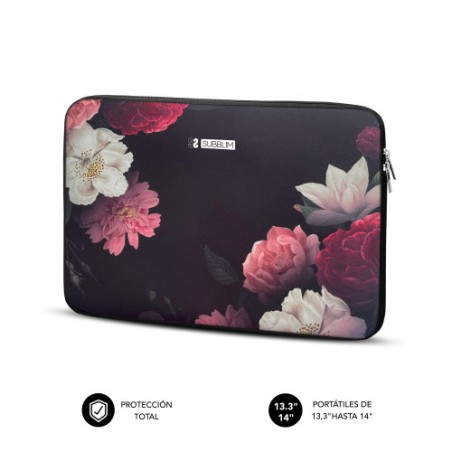 13471-SUBBLIM Funda Ordenador Neopreno Trendy Sleeve Neo Flowers 13,3-14"