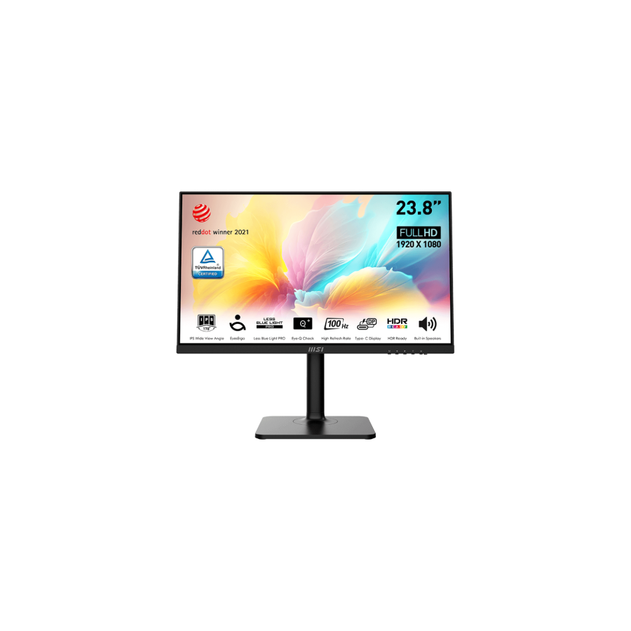 MSI MONITOR MODERN MD2412P. 23.8" (60CM). PLANO. IPS. 1920X1080 (FHD). 100HZ. NEGRO
