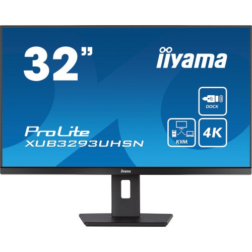 13533-MONITOR IIYAMA 32" XUB3293UHSN-B5, IPS, 60HZ, 4 MS, HDMI, USB, USB-C, DISPLAYPORT, ALT, REG ALT, GIRO, INCL