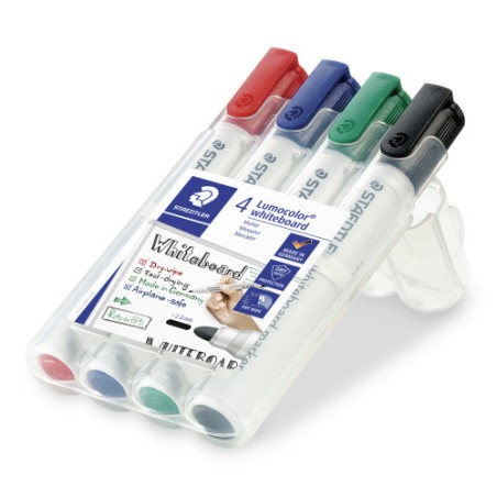 1373-ESTUCHE 4 MARCADORES PIZARRA LUMOCOLOR MARKER 351 TRAZO 2MM. SURTIDOS STAEDTLER 351 WP4