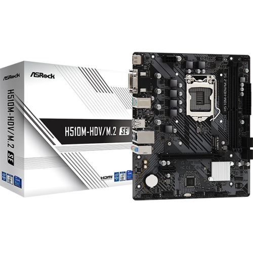 13895-PLACA ASROCK H510M-HDV/M.2 SE,INTEL,1200,H470,2DDR4,64GB,VGA+DVI+HDMI,GBLAN,4SATA3,6USB3.2+M.2,MATX