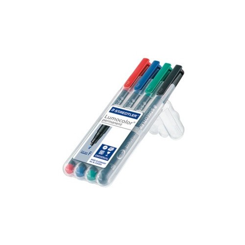 1391-ESTUCHE 4 MARCADORES LUMOCOLOR PERMANENTE PUNTA FINA 0,6MM. SURTIDOS STAEDTLER 318 WP4