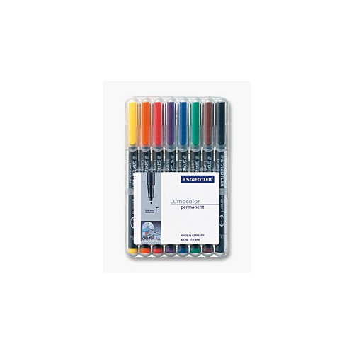 1393-ESTUCHE 8 MARCADORES LUMOCOLOR PERMANENTE PUNTA FINA 0,6MM. SURTIDOS STAEDTLER 318 WP8