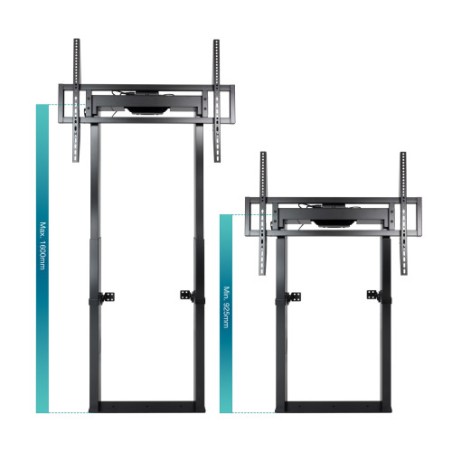13977-TooQ TITAN Soporte de Suelo Fijo con Regulacion Electrica de Altura para Pantallas 55"-100", Negro