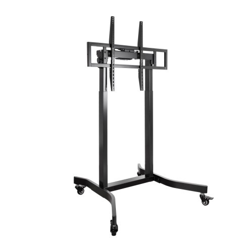 13978-TooQ LUX Soporte de Suelo con Ruedas y Regulacion Electrica de Altura para Pantallas 55"-100", Negro