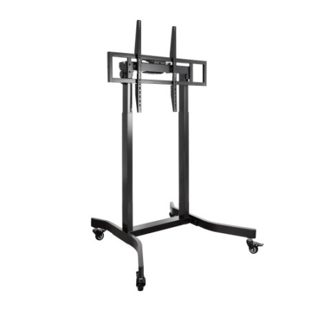 13978-TooQ LUX Soporte de Suelo con Ruedas y Regulacion Electrica de Altura para Pantallas 55"-100", Negro