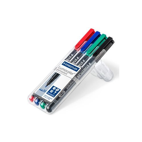 1398-ESTUCHE 4 MARCADORES LUMOCOLOR PERMANENTE PUNTA MEDIA 1MM. SURTIDOS STAEDTLER 317 WP4