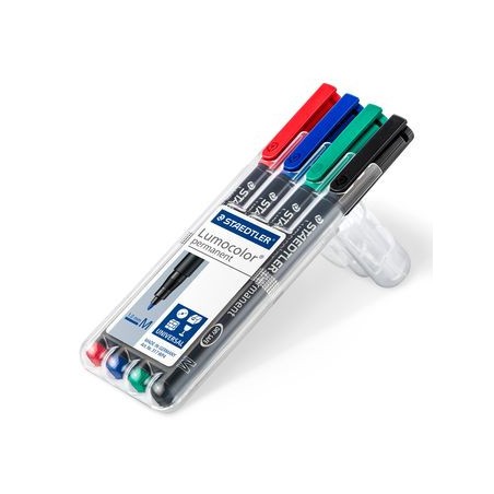 1398-ESTUCHE 4 MARCADORES LUMOCOLOR PERMANENTE PUNTA MEDIA 1MM. SURTIDOS STAEDTLER 317 WP4
