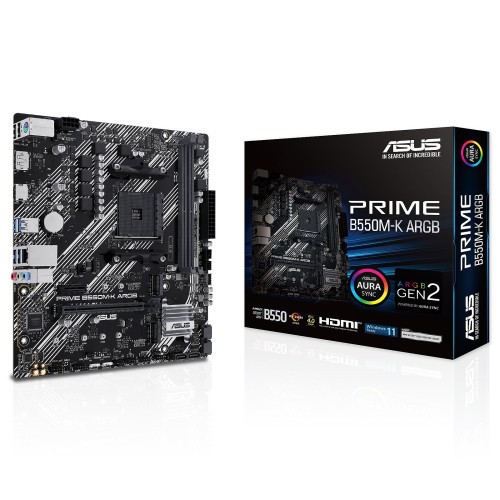 PLACA ASUS PRIME B550M-K ARGB,AMD,AM4,B550,2DDR4,64GB,DP+HDMI,GBLAN,4SATA3+2XM.2,6USB3.2,MATX
