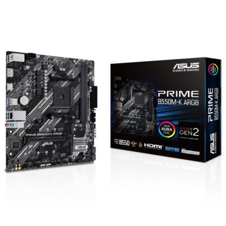 PLACA ASUS PRIME B550M-K ARGB,AMD,AM4,B550,2DDR4,64GB,DP+HDMI,GBLAN,4SATA3+2XM.2,6USB3.2,MATX