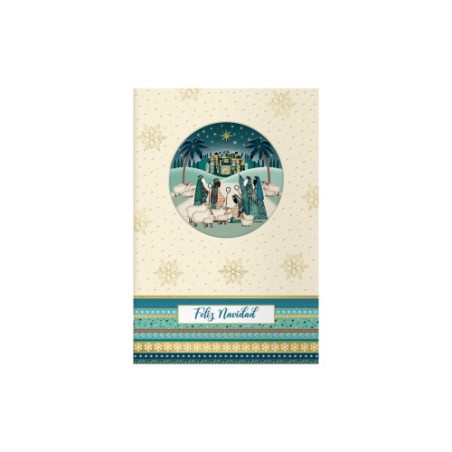 14104-PACK 6 TARJETAS DE FELICITACION NAVIDAD - TAMANO 11,5 X 17 CM - MODELO BELEN DOHE 70047