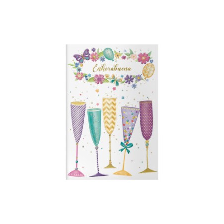 PACK 6 TARJETAS DE FELICITACION - TAMANO 11,5 X 17 CM - MODELO COPAS DOHE 70071