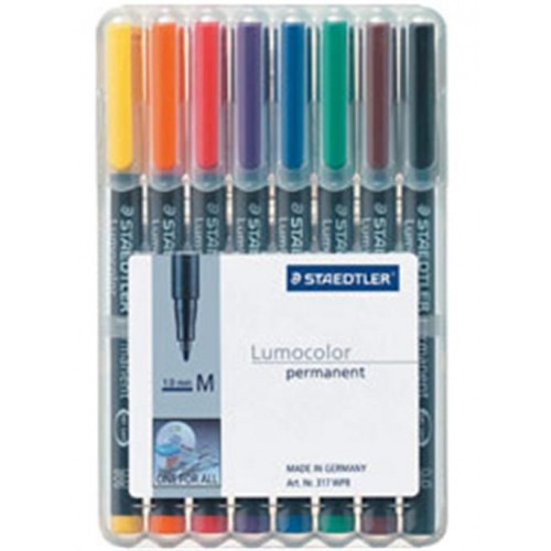 1417-ESTUCHE 8 MARCADORES LUMOCOLOR PERMANENTE PUNTA MEDIA 1MM. SURTIDOS STAEDTLER 317 WP8