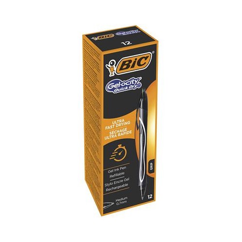 1421-BOLIGRAFO GELOCITY QUICK DRY RETRACTIL TRAZO 0,7 MM. COLOR NEGRO BIC 949873