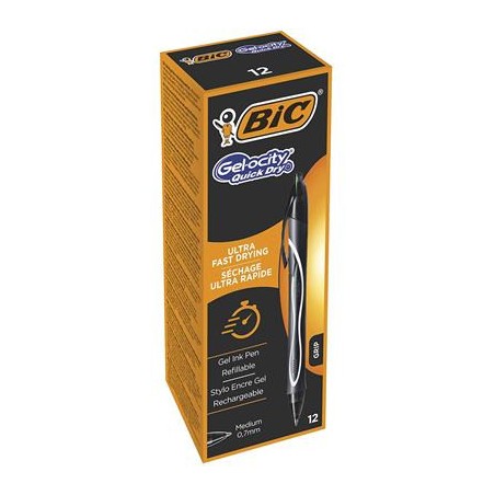 1421-BOLIGRAFO GELOCITY QUICK DRY RETRACTIL TRAZO 0,7 MM. COLOR NEGRO BIC 949873