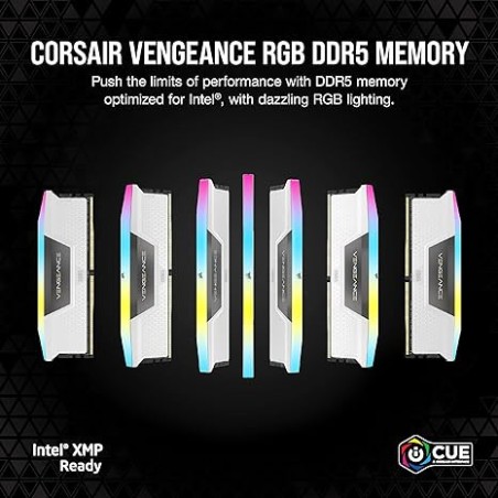 14214-MEMORIA CORSAIR DDR5 64GB 2X32GB PC5600 VENGEANCE RGB BLANCA CMH64GX5M2B5600C40W