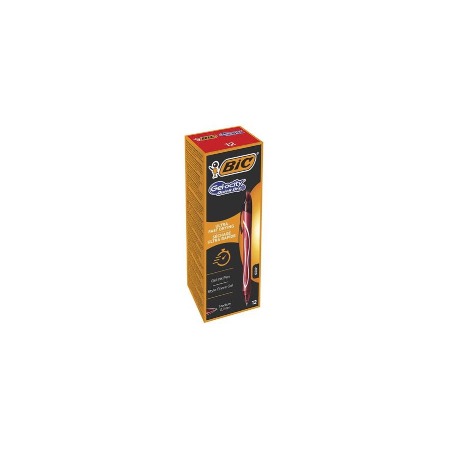 1422-BOLIGRAFO GELOCITY QUICK DRY RETRACTIL TRAZO 0,7 MM. COLOR ROJO BIC 949874