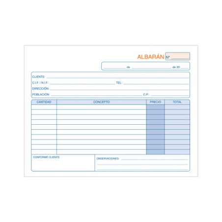 14566-TALONARIO 50 JUEGOS ALBARANES TRIPLICADO (ORIGINAL+ 2 COPIAS AUTOCOPIATIVAS) 4o APAISADO DOHE 50060D