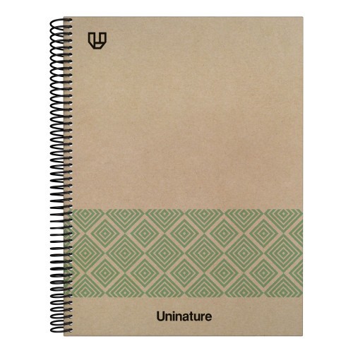 14572-CUADERNO RECICLADO A4 KRAFT SOFT TAPA DURA 100 HOJAS 90GR CUADRICULA 5X5 MM VERDE UNINATURE 88500520